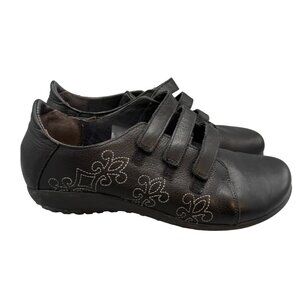 Naot Footwear Mihi Leather Embroidered Sneaker Shoes Women's 41 Black Comfort